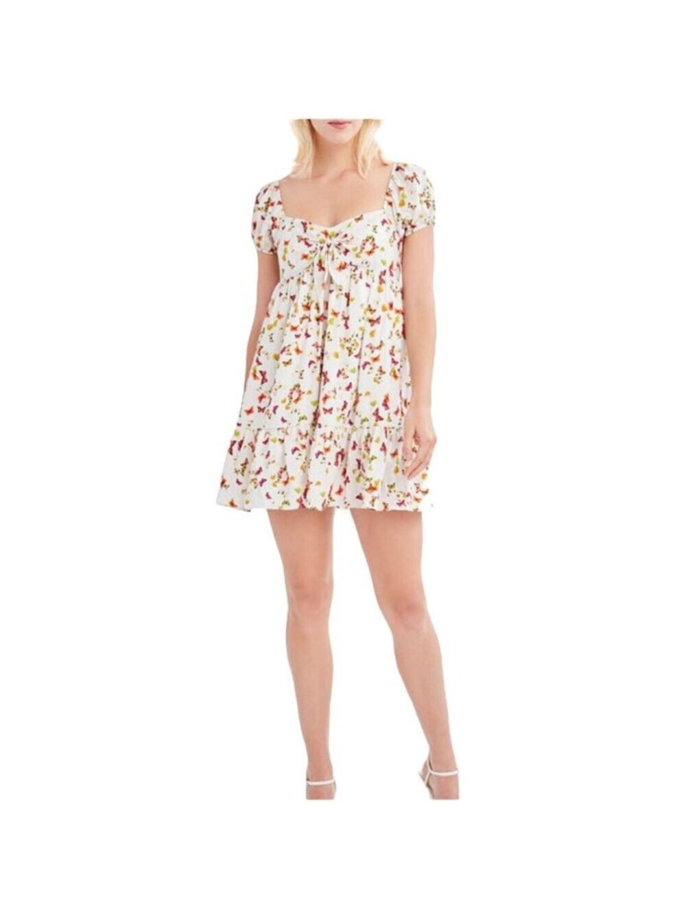BCBGeneration Women's Butterfly Print Knot-Front Dress Size Large NWT